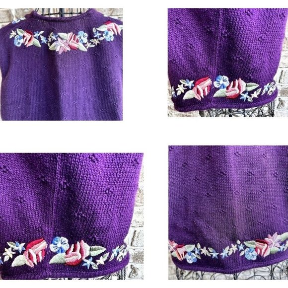 Vintage Marisa Christina Classics Floral Vest Small Plum Embroider Sweat… - Picture 6 of 12